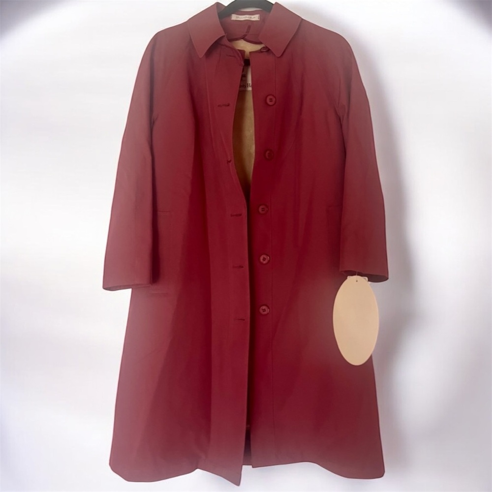vintage Misty Harbor rain or trench coat,  burgundy color size 6 petite NWT - Picture 2 of 10